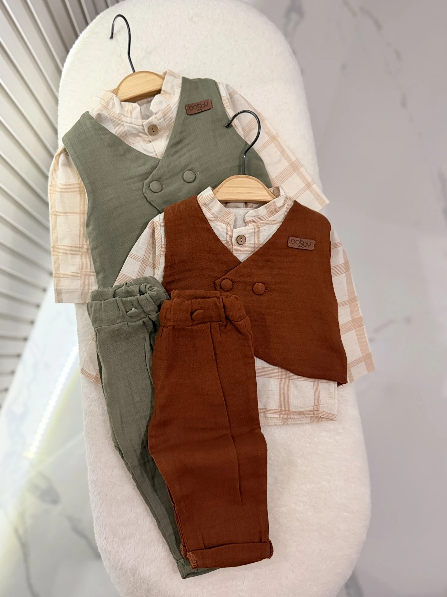 Müslin 3 Parça Yelekli Premium Takım