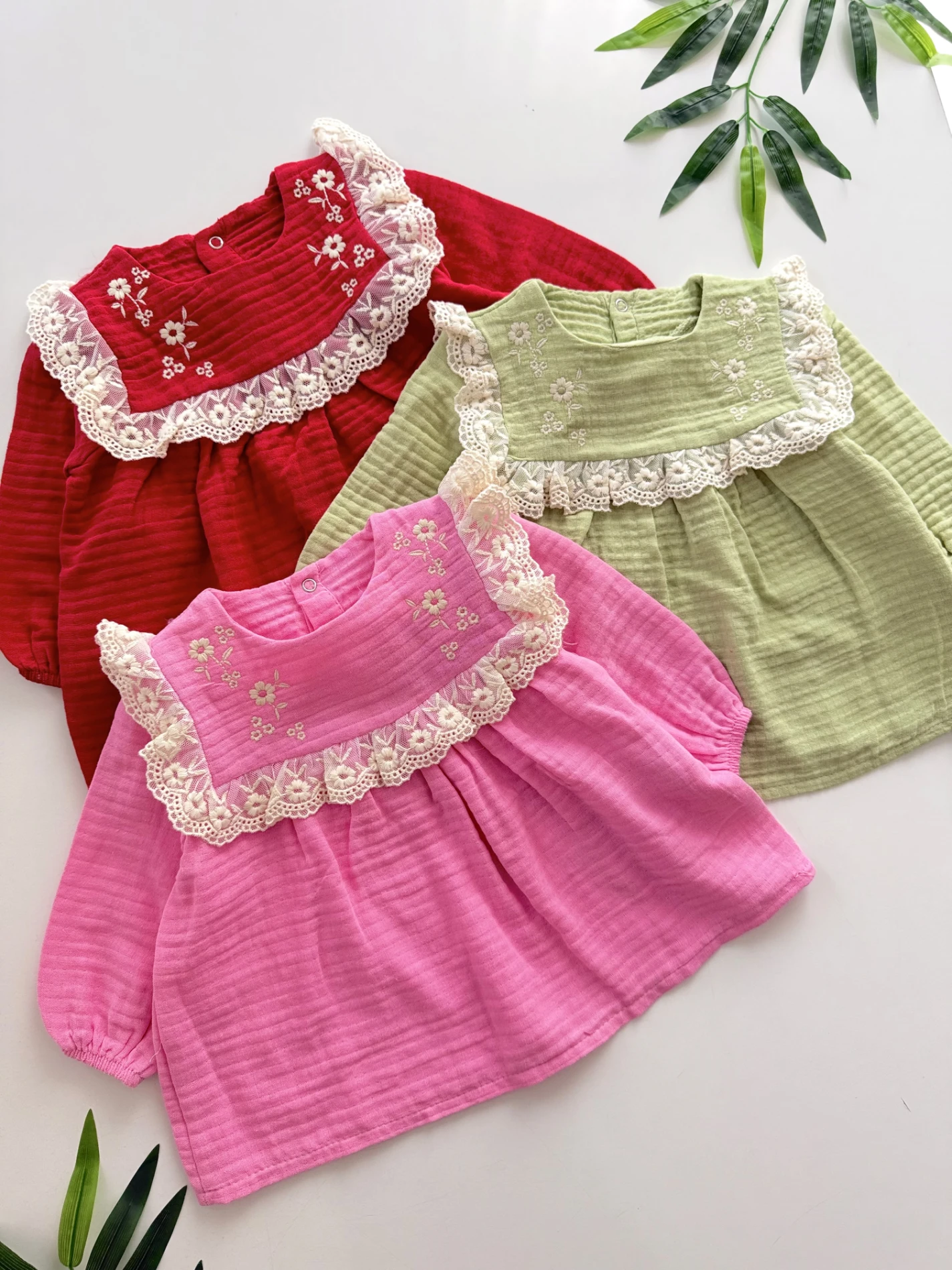 Müslin Kumaş Çiçek Nakışlı Dantelli Premium Takım