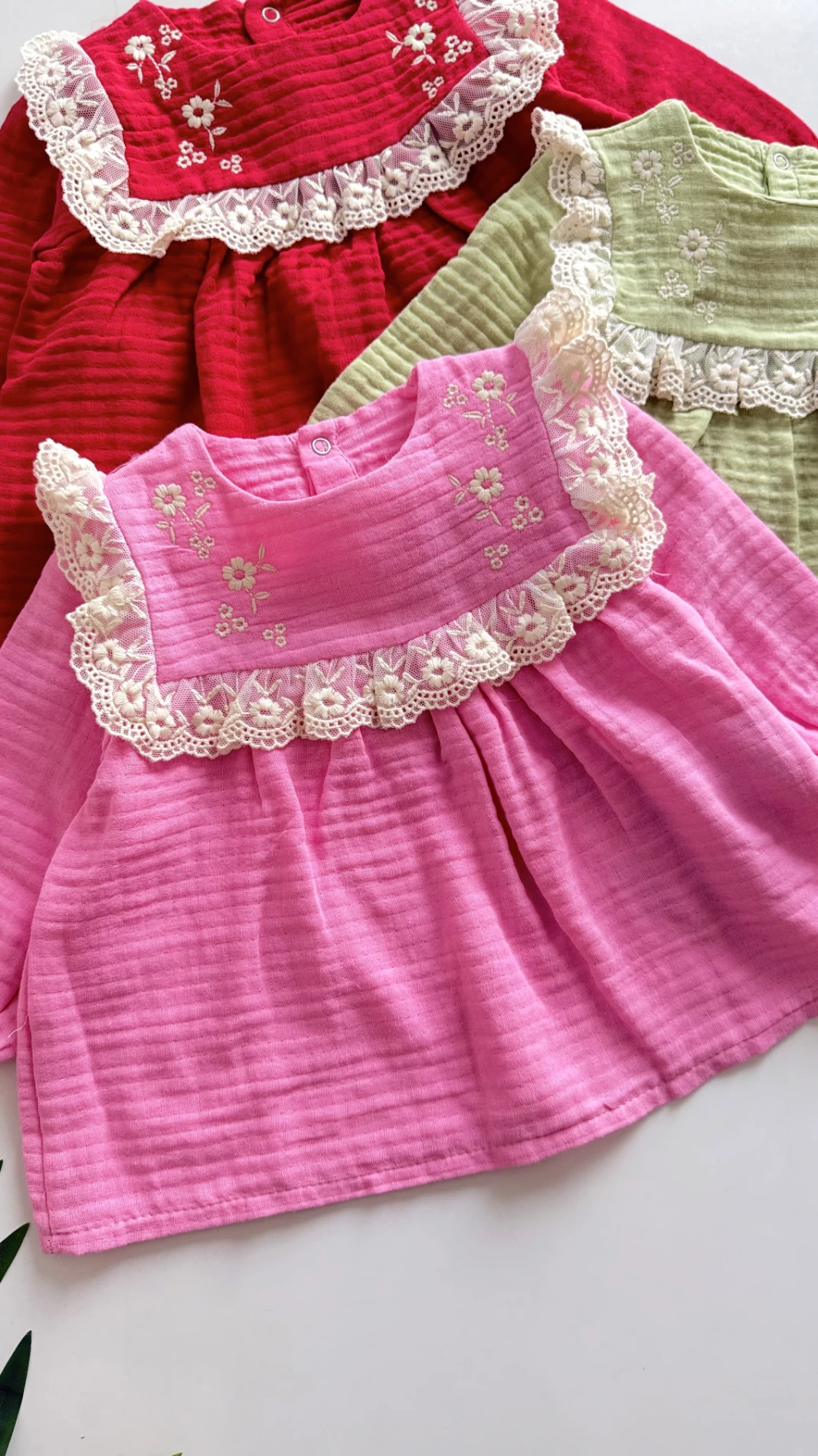 Müslin Kumaş Çiçek Nakışlı Dantelli Premium Takım