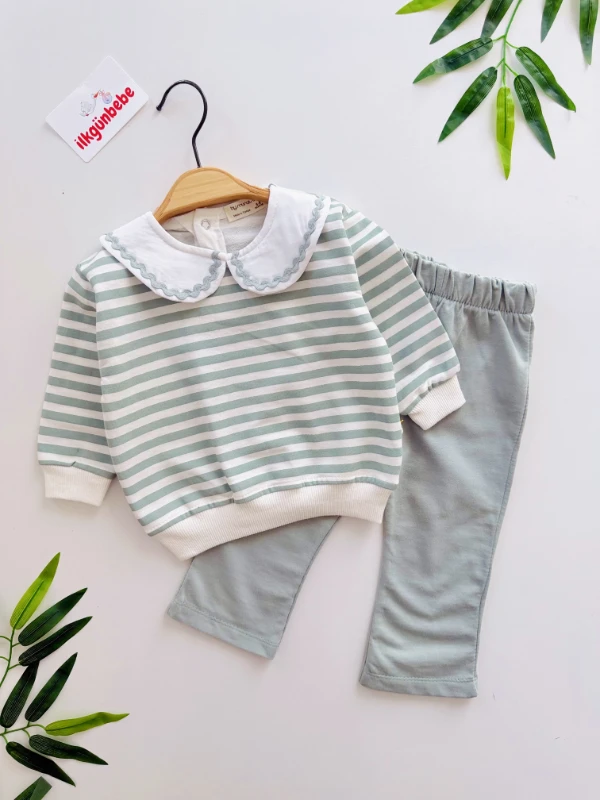 Önlük Yaka Çizgili Desenli 2’li Mevsimlik Takım