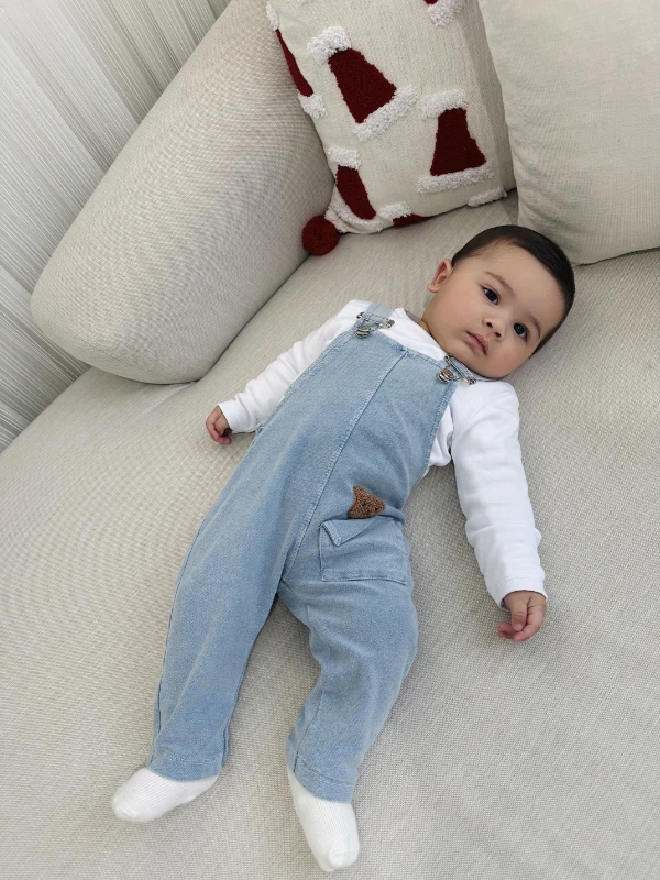 Bear Cep Detaylı Likralı Esnek Kumaş 2’li Salopet Takım