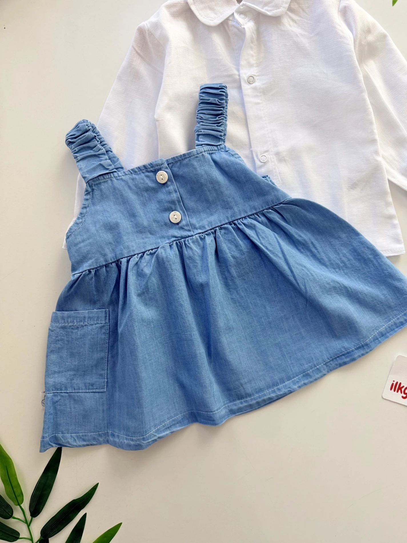 Keten Gömlekli Kot Jileli Elbise Set