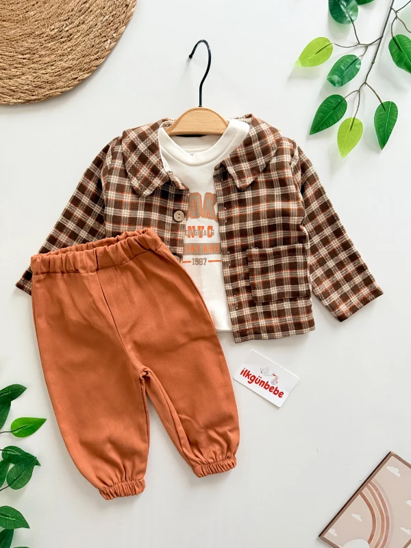 Ekose Gömlekli Premium Kalite 3’lü Takım