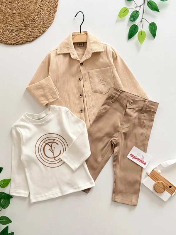 Premium Kalite Kadife Ceketli Bodyli 3’lü Takım