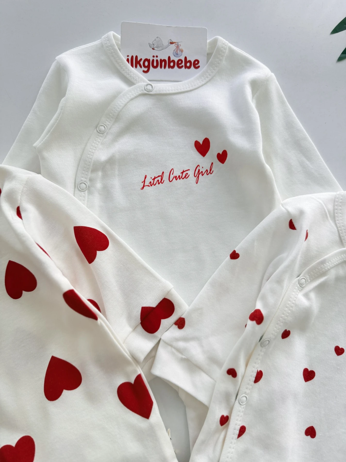 Love Temalı %100 Pamuk 3’lü Tulum Set