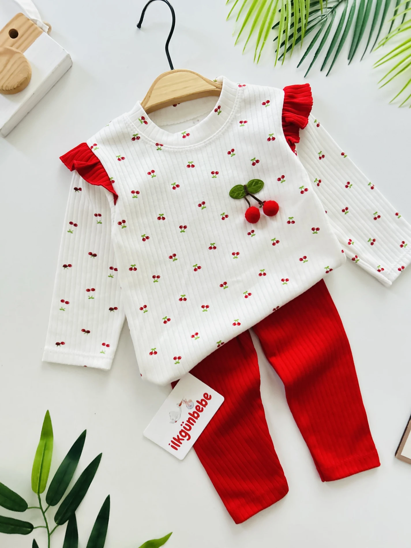 Kiraz Desenli Mevsimlik 2’li Takım