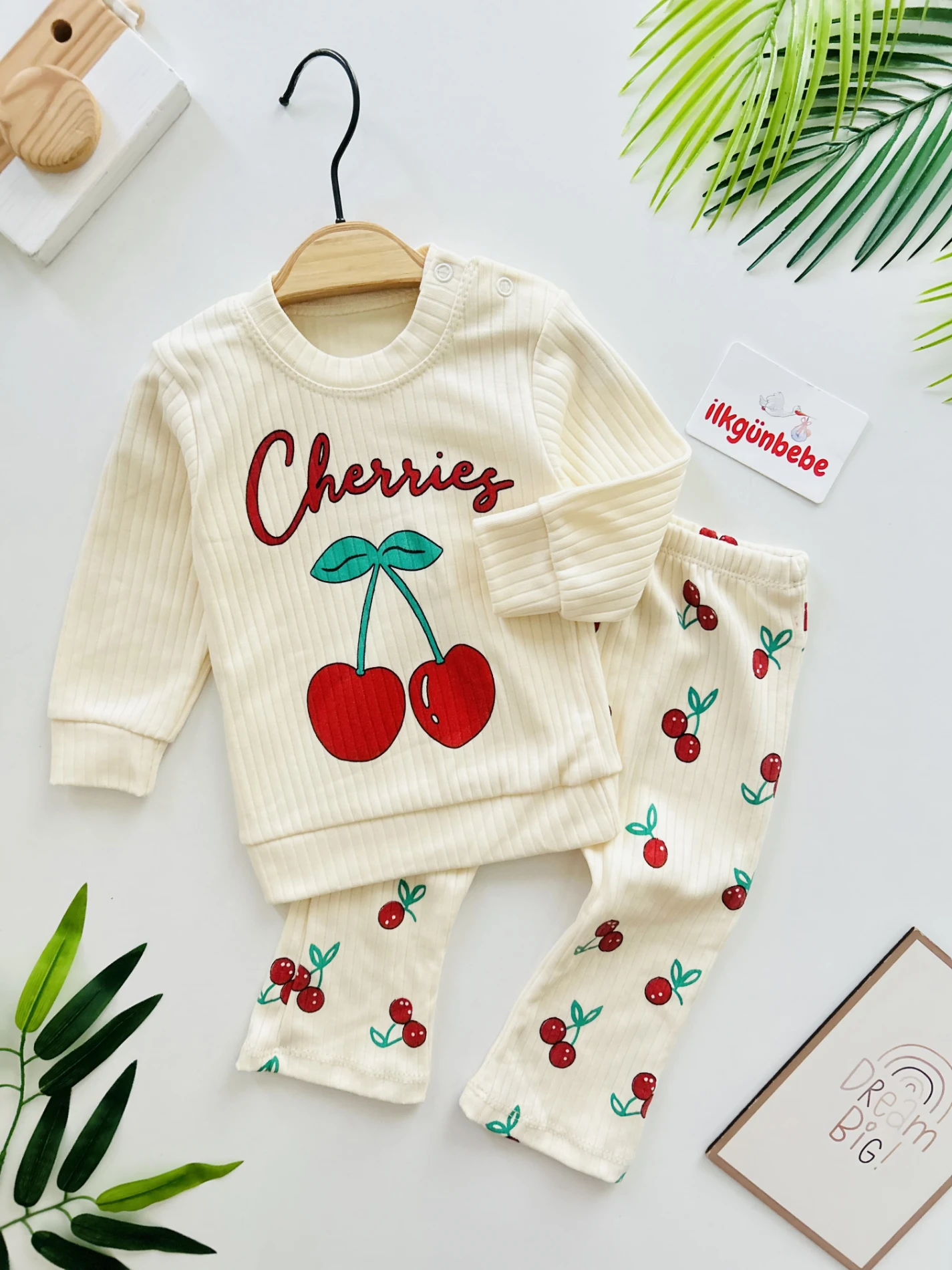 Kiraz Desenli Mevsimlik 2’li Takım