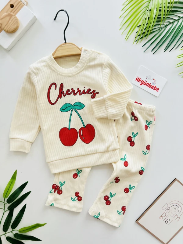 Kiraz Desenli Mevsimlik 2’li Takım