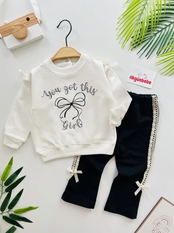  Fiyonk Desenli İspanyol Pantalonlu 2’li Takım