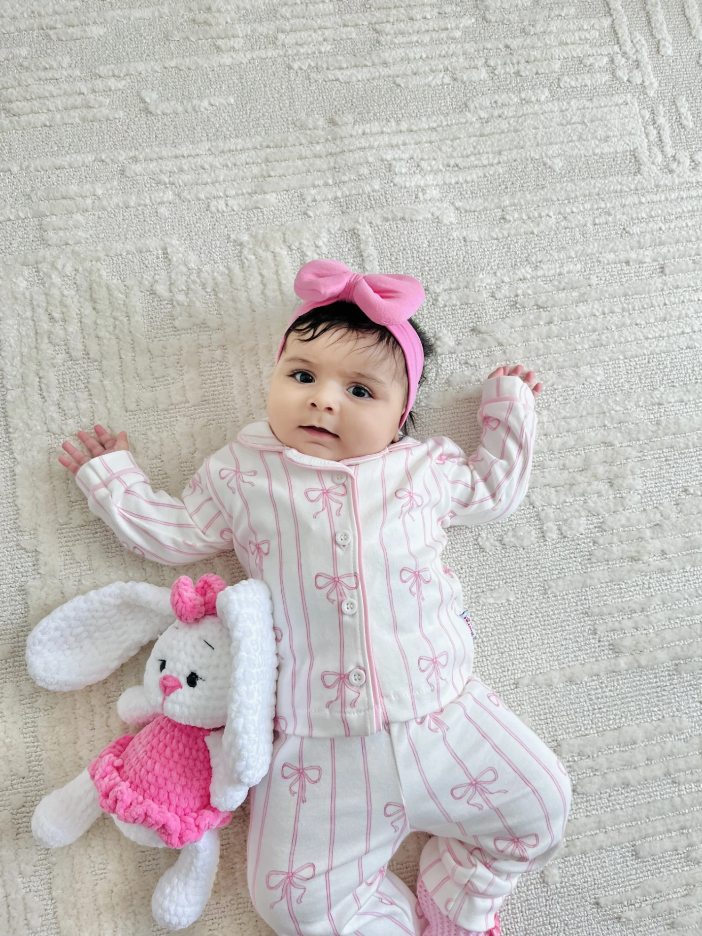 Fiyonk Temalı %100 Pamuk Bebe Yakalı Pijama Takımı