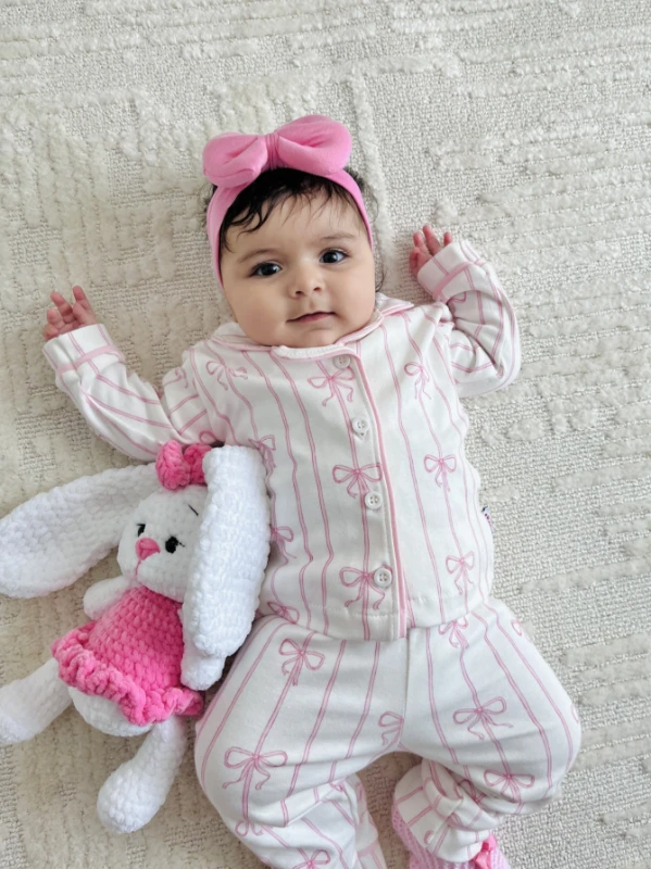 Fiyonk Temalı %100 Pamuk Bebe Yakalı Pijama Takımı
