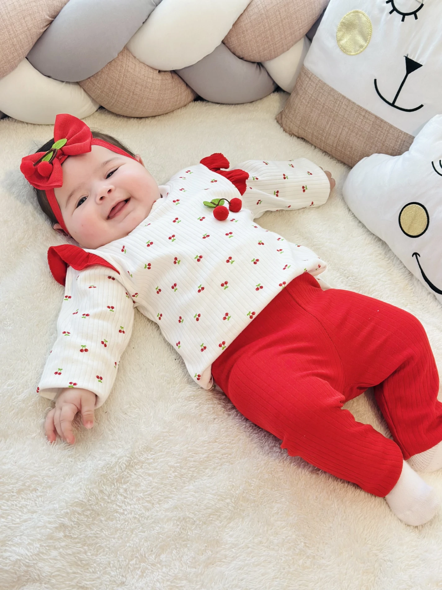 Kiraz Desenli Mevsimlik 2’li Takım