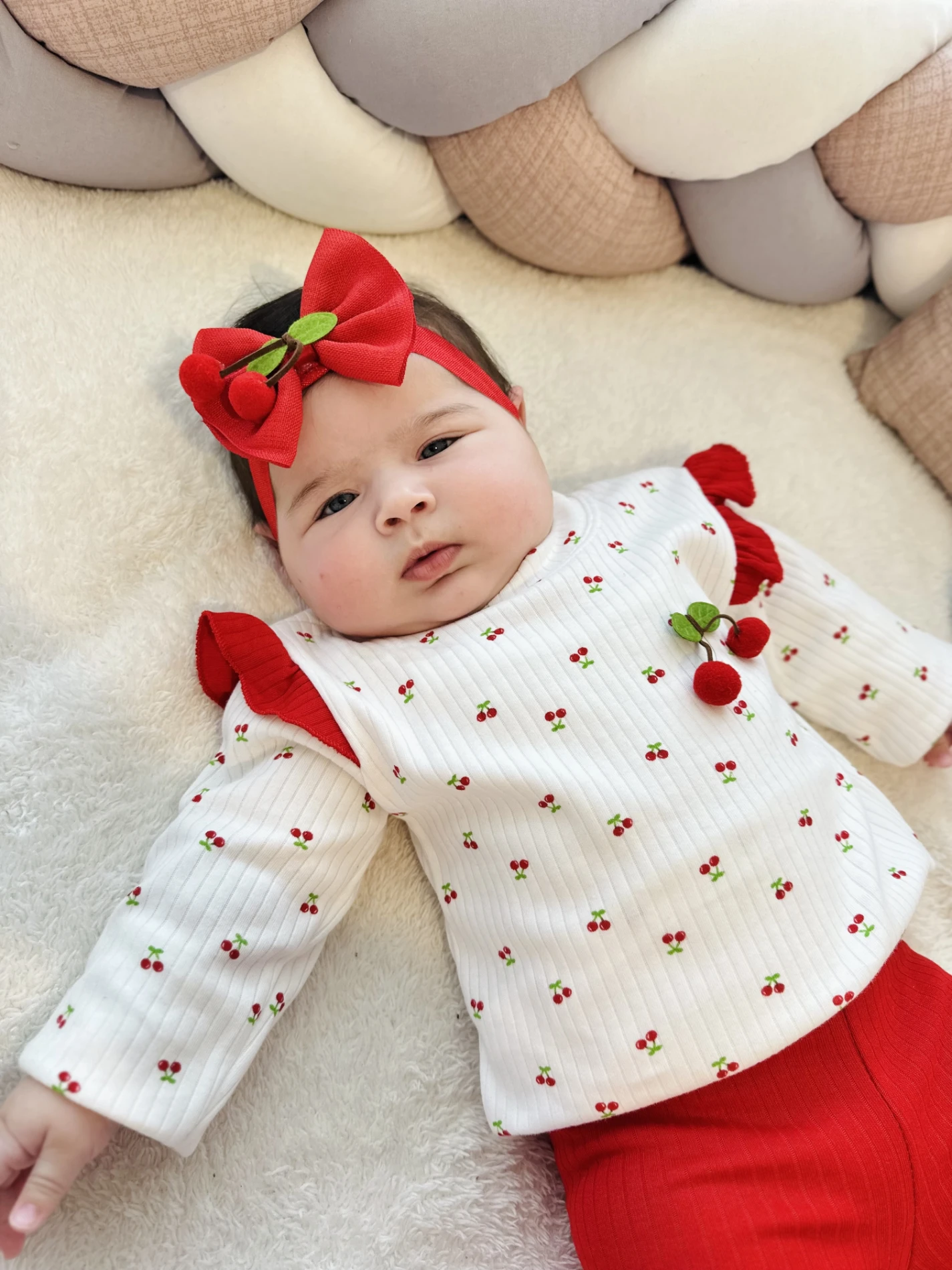 Kiraz Desenli Mevsimlik 2’li Takım