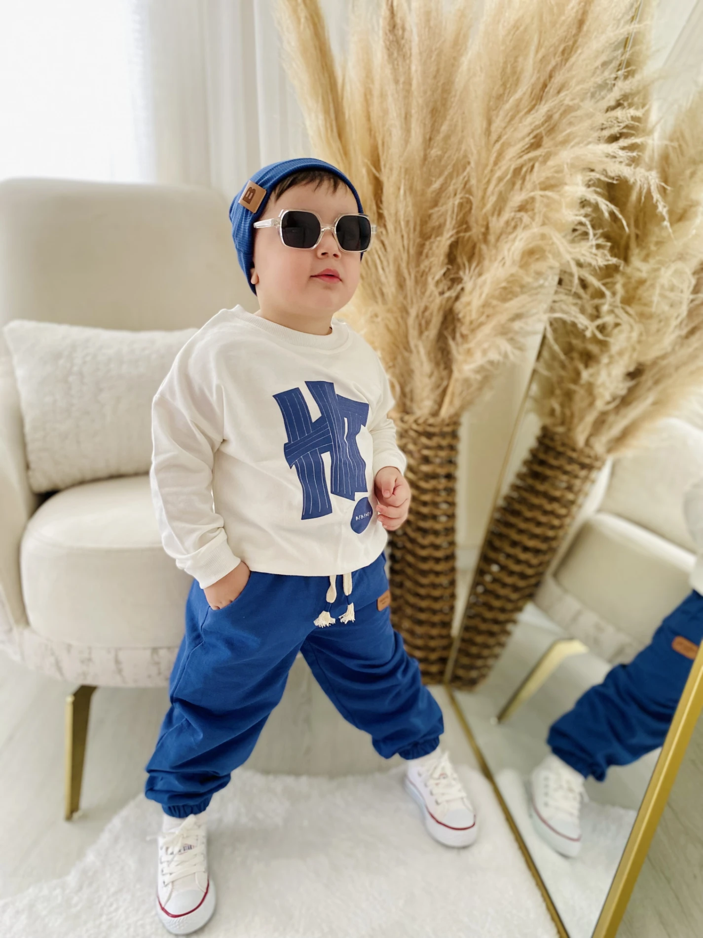 Hi Cool Boy  Arma Detaylı Oversize Şapkalı %100 Pamuk Premium 3’lü Takım 