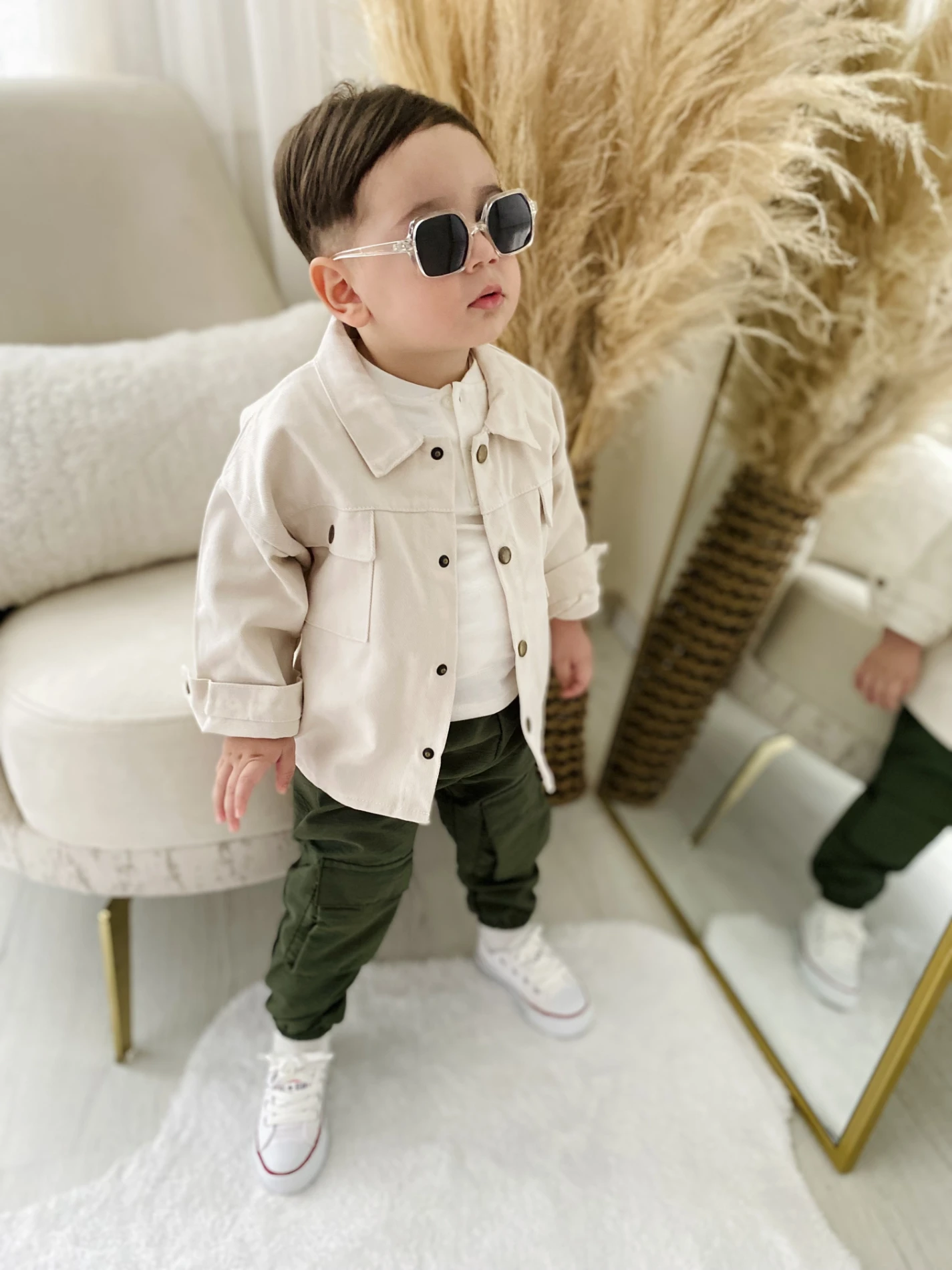 Enjoying  Sunny Days Arkası Baskılı Premium Kalite Ceket Cep Detaylı Pantalonlu Kısa  Kollu Badili 3’lü Tarz Takım ) ÜRÜNÜN PANTALONU KAHVERENGİDİR ) 