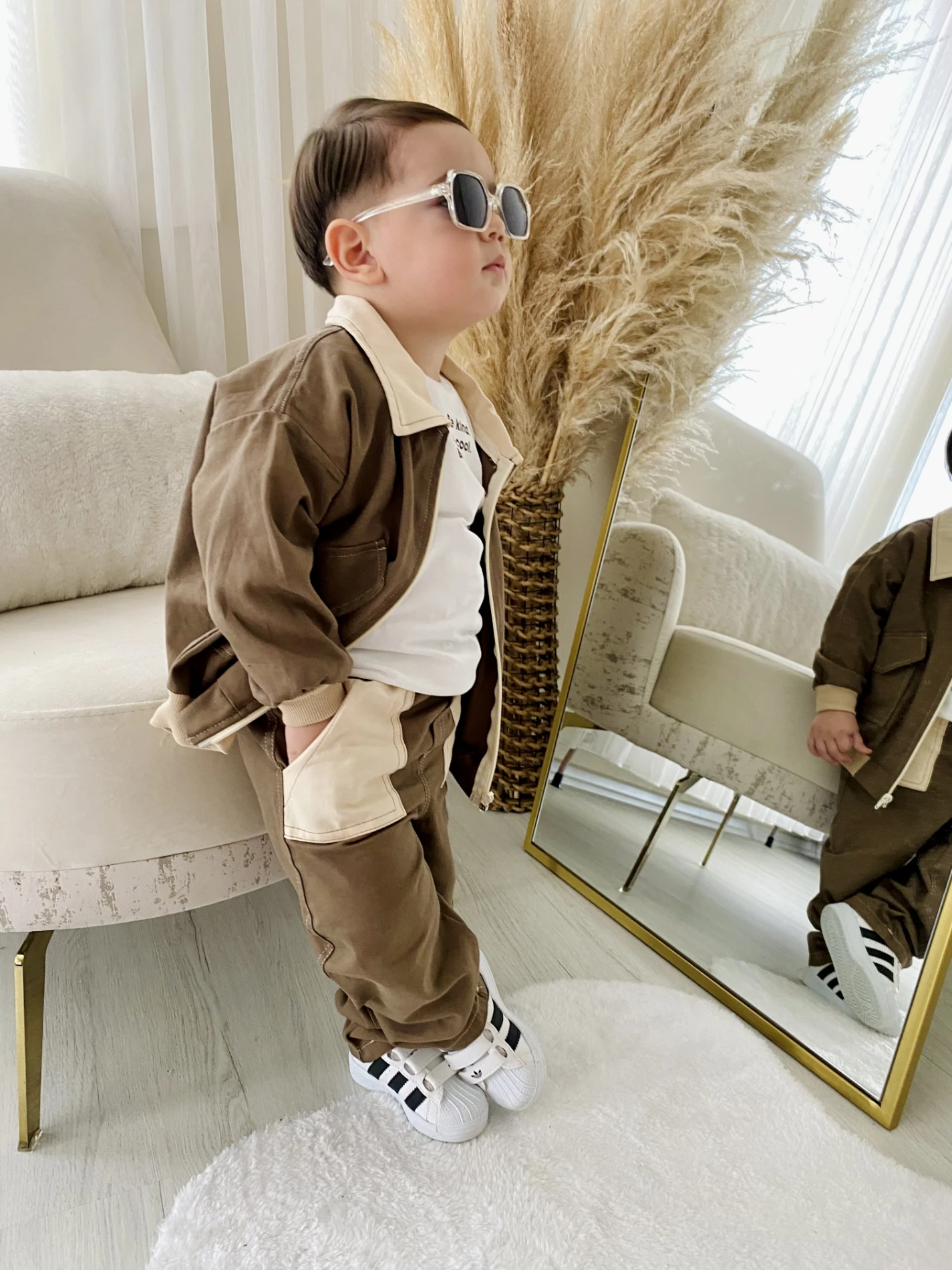 Premium Kalite Erkek Bebek Gabardin Ceketli 3'Lü Takım 