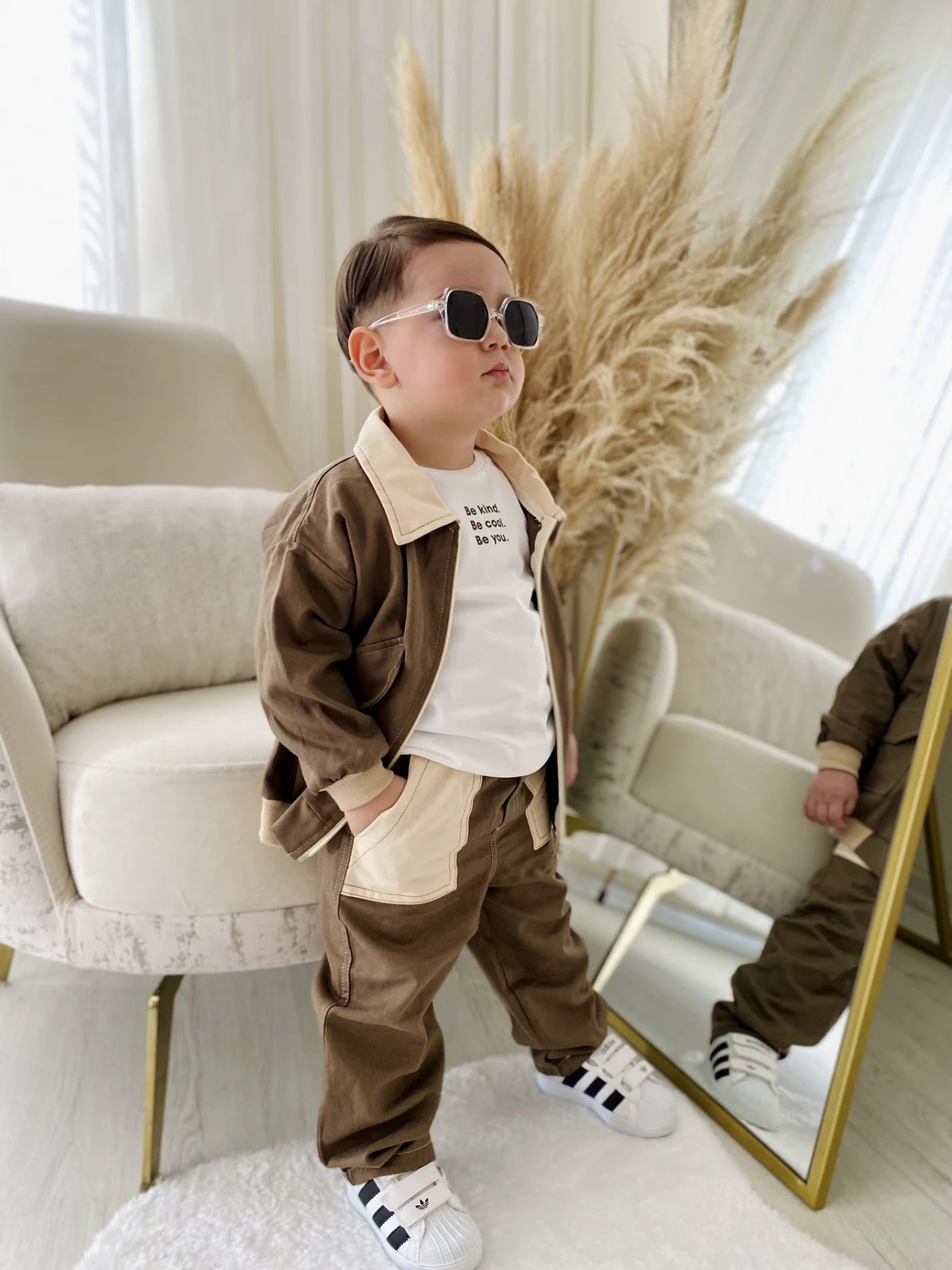 Premium Kalite Erkek Bebek Gabardin Ceketli 3'Lü Takım 