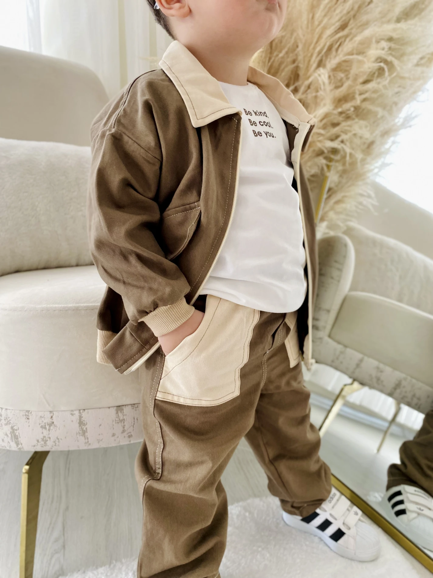 Premium Kalite Erkek Bebek Gabardin Ceketli 3'Lü Takım 