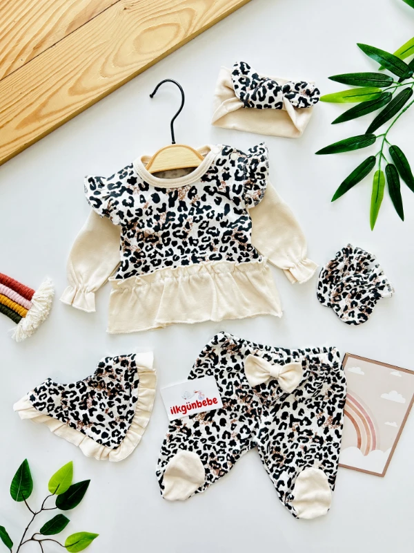 Leogirl 5 Parça Özel Koleksiyon %100 Pamuk Yenidoğan Hastane Çıkışı Seti