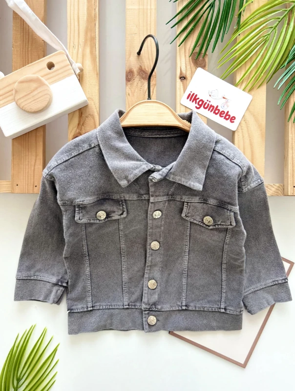 Cep Detaylı Örme Likralı Yumuşacık Organik Kot Mevsimlik  Ceket