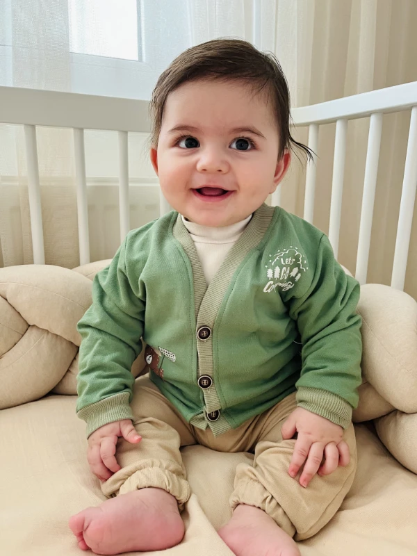 Kampçı Ayıcık Baskılı Önden Düğmeli Balıkçı Yaka Badili 3’lü Takım