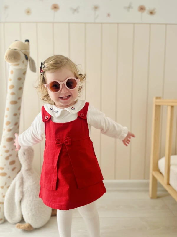 Minik Kuş Nakışlı Bebe Yakalı %100 Pamuk Badili Fiyonklu Jileli Külotlu Çorap Hediyeli 3’lü Takım