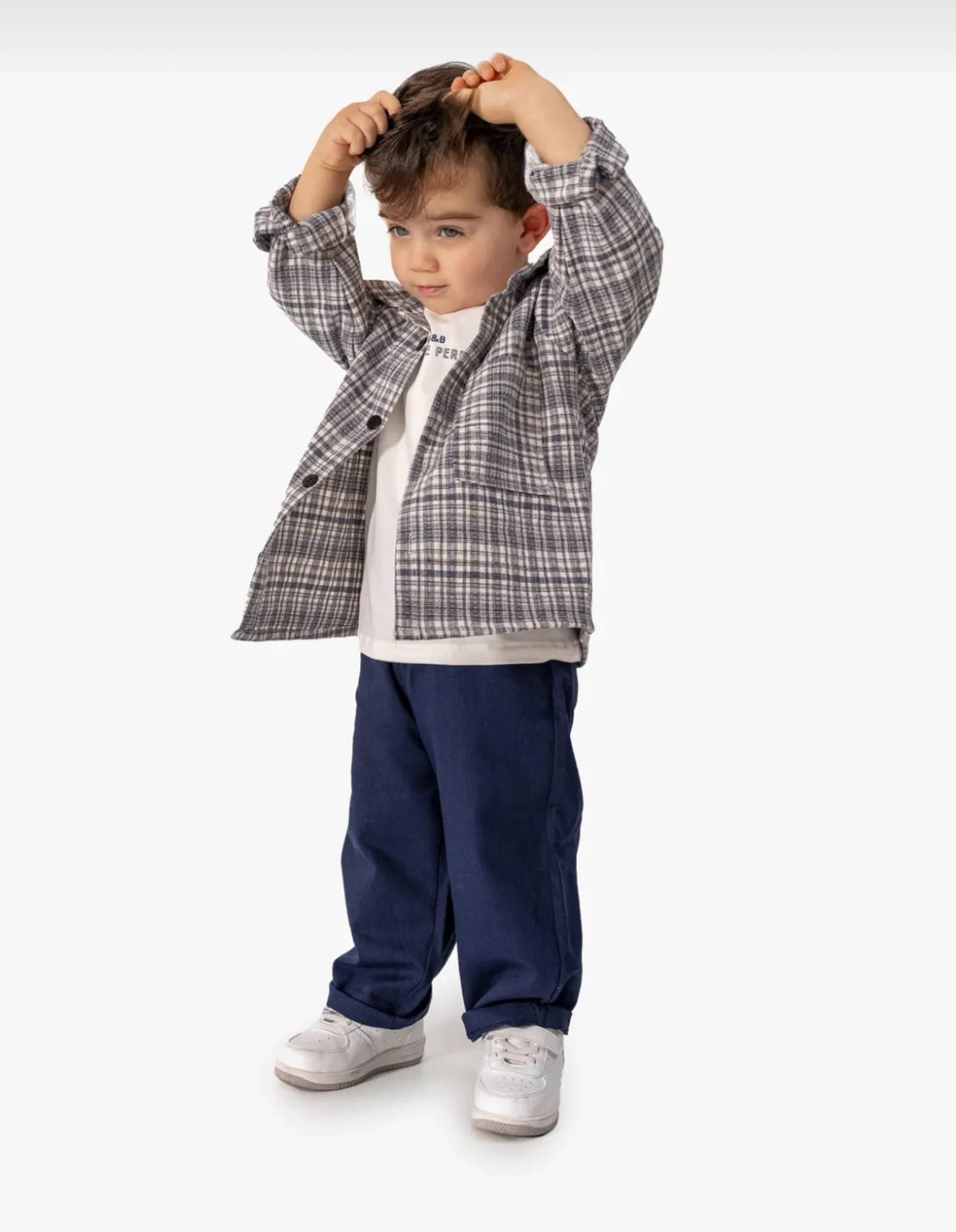 Ekose Gömlek Ceketli Premium Kalite Tişörtlü Pantalonlu 3’lü Takım