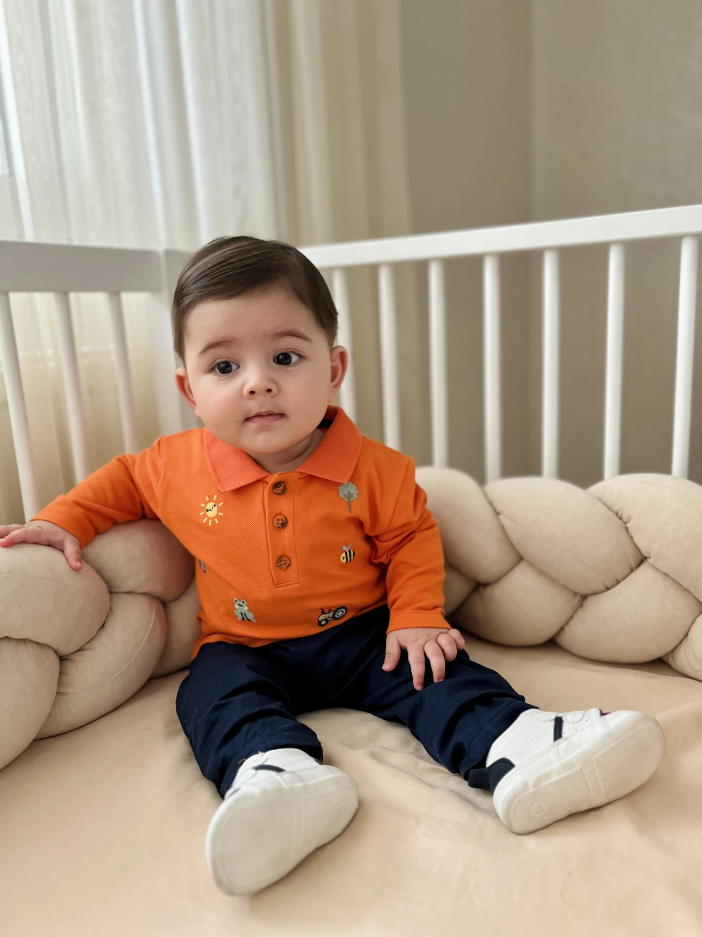 Sevimli Figürler Baskılı Polo Yaka Keten Pantalonlu 2’li Cool Takım