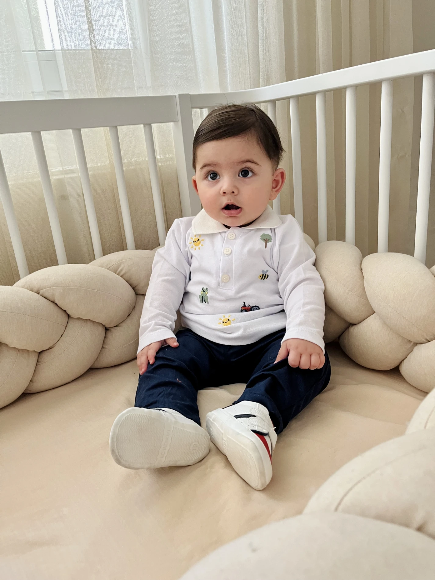 Sevimli Figürler Baskılı Polo Yaka Keten Pantalonlu 2’li Cool Takım