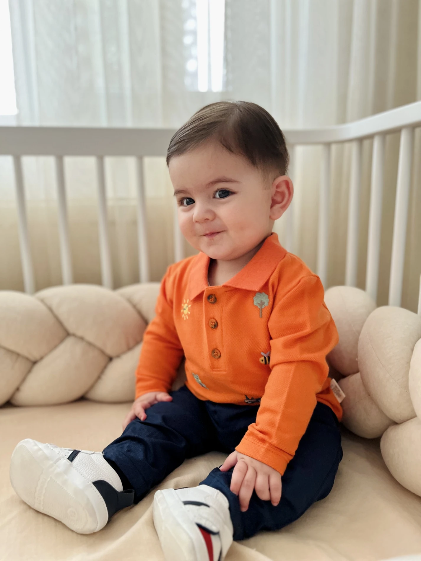 Sevimli Figürler Baskılı Polo Yaka Keten Pantalonlu 2’li Cool Takım