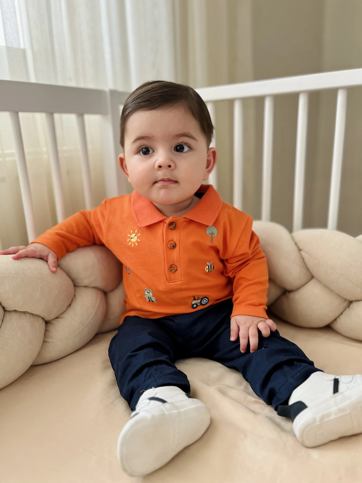 Sevimli Figürler Baskılı Polo Yaka Keten Pantalonlu 2’li Cool Takım