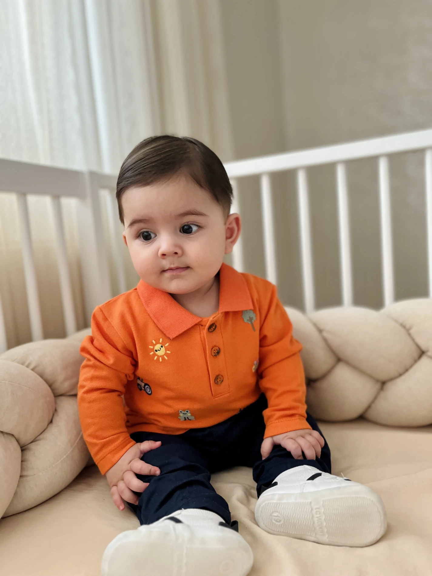 Sevimli Figürler Baskılı Polo Yaka Keten Pantalonlu 2’li Cool Takım