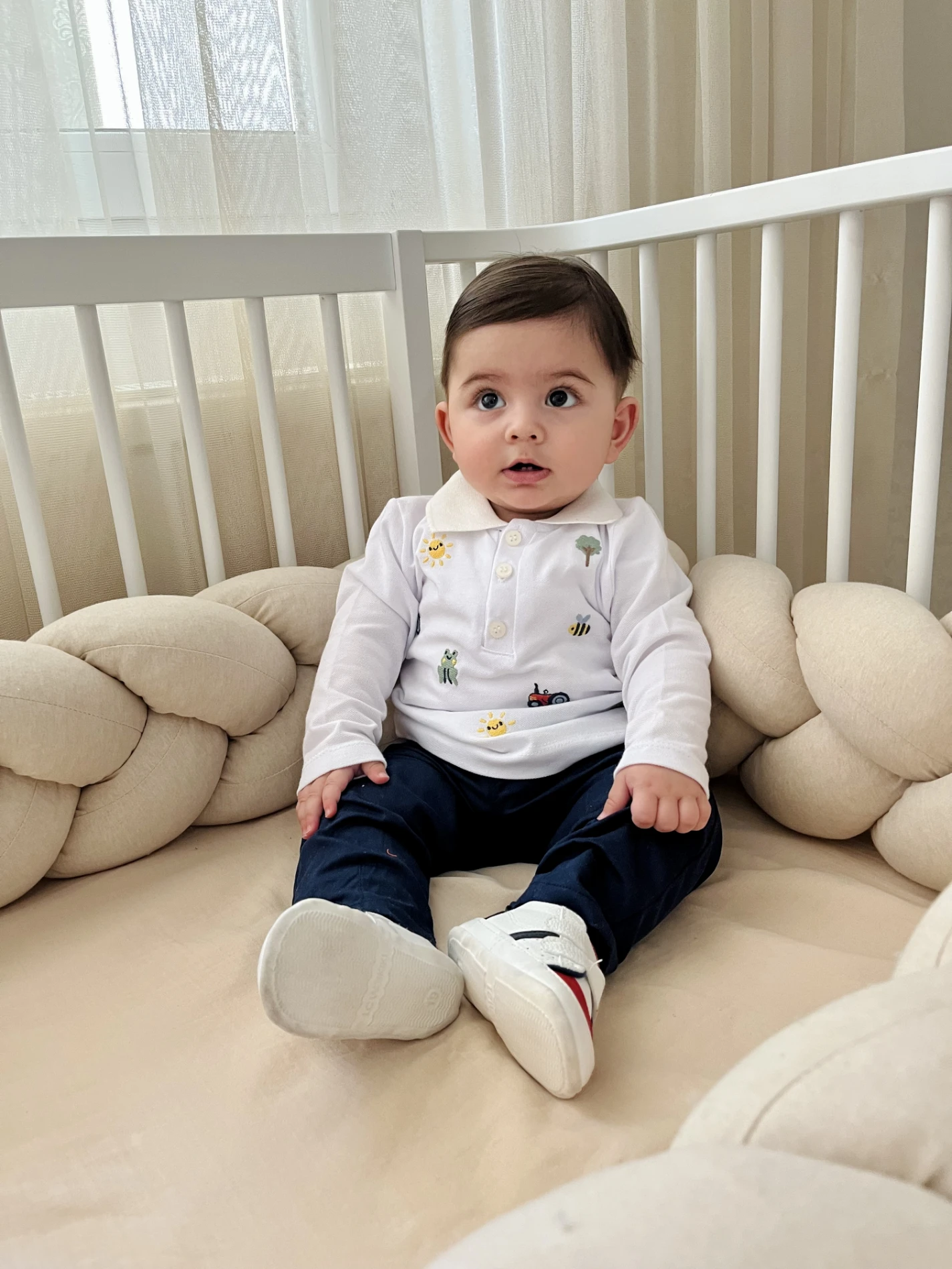 Sevimli Figürler Baskılı Polo Yaka Keten Pantalonlu 2’li Cool Takım