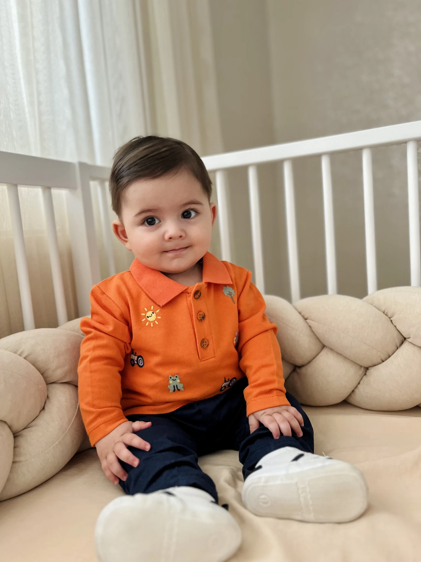Sevimli Figürler Baskılı Polo Yaka Keten Pantalonlu 2’li Cool Takım