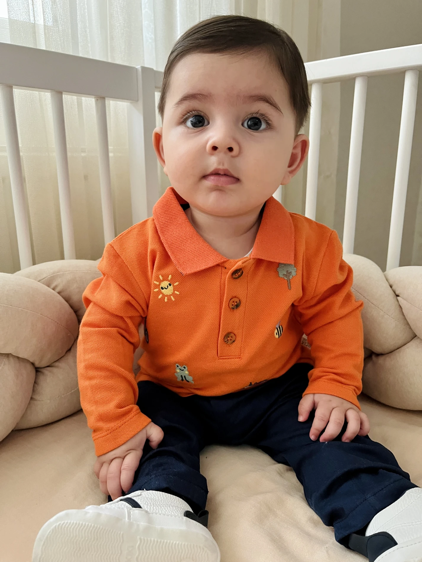 Sevimli Figürler Baskılı Polo Yaka Keten Pantalonlu 2’li Cool Takım