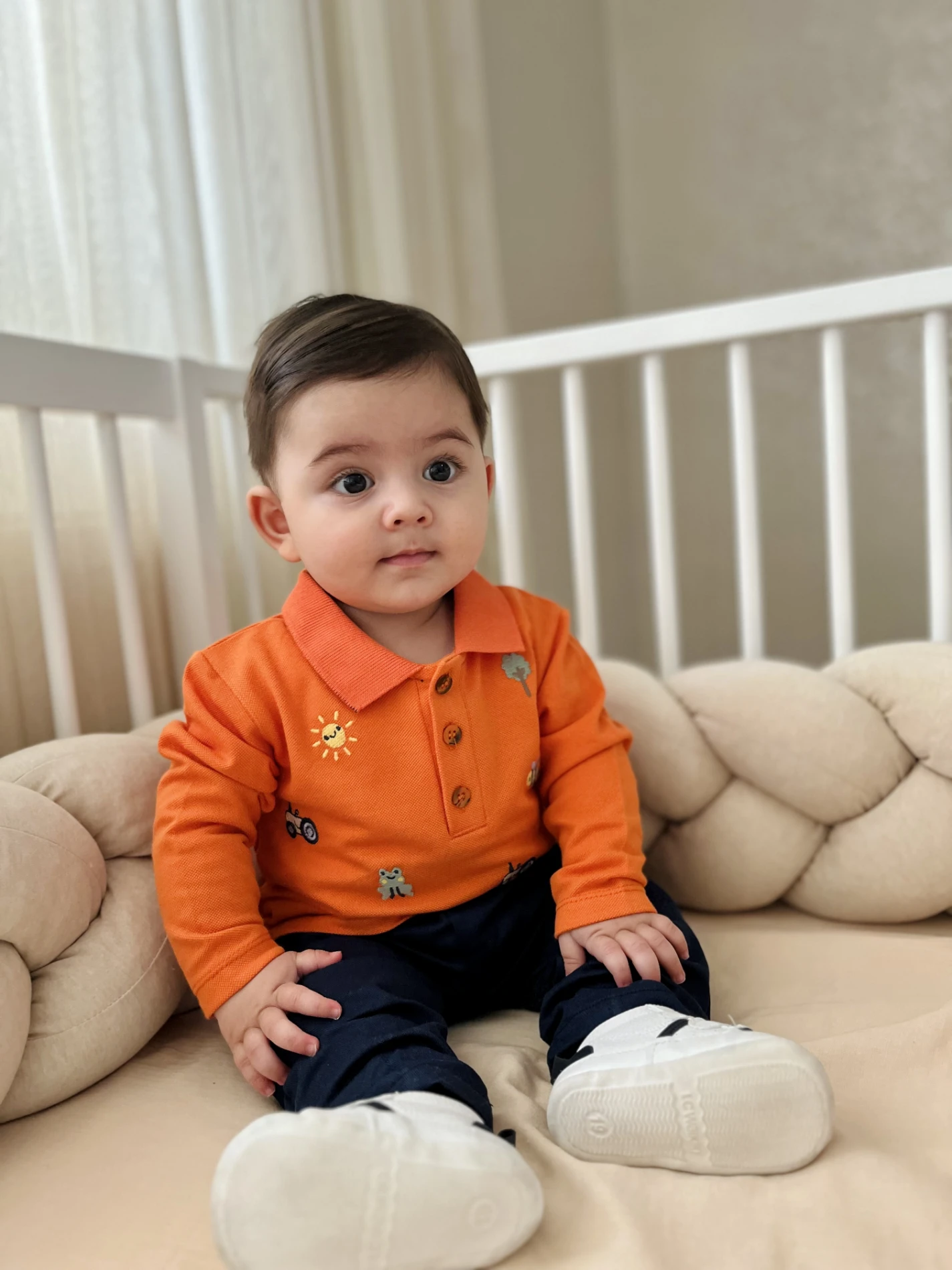 Sevimli Figürler Baskılı Polo Yaka Keten Pantalonlu 2’li Cool Takım