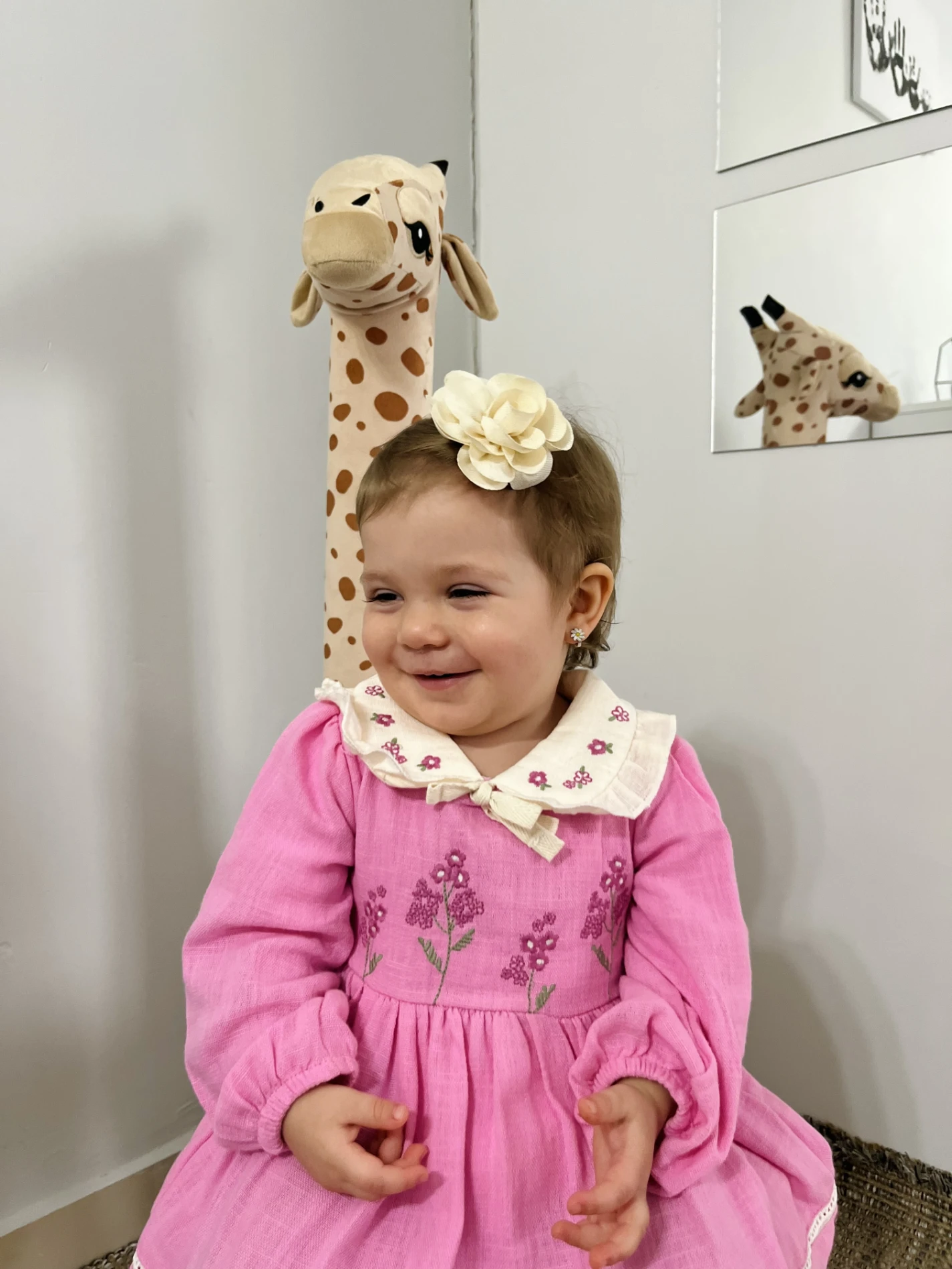 Elisa Çiçek Nakışlı Bebe Yakalı %100 Müslin Kumaş Premium Kalite Elbise