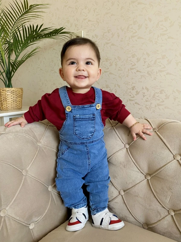 Likralı Yumuşacık Denim Esnek Kot Salopetli Sweatli 2’li Cool Unisex Takım