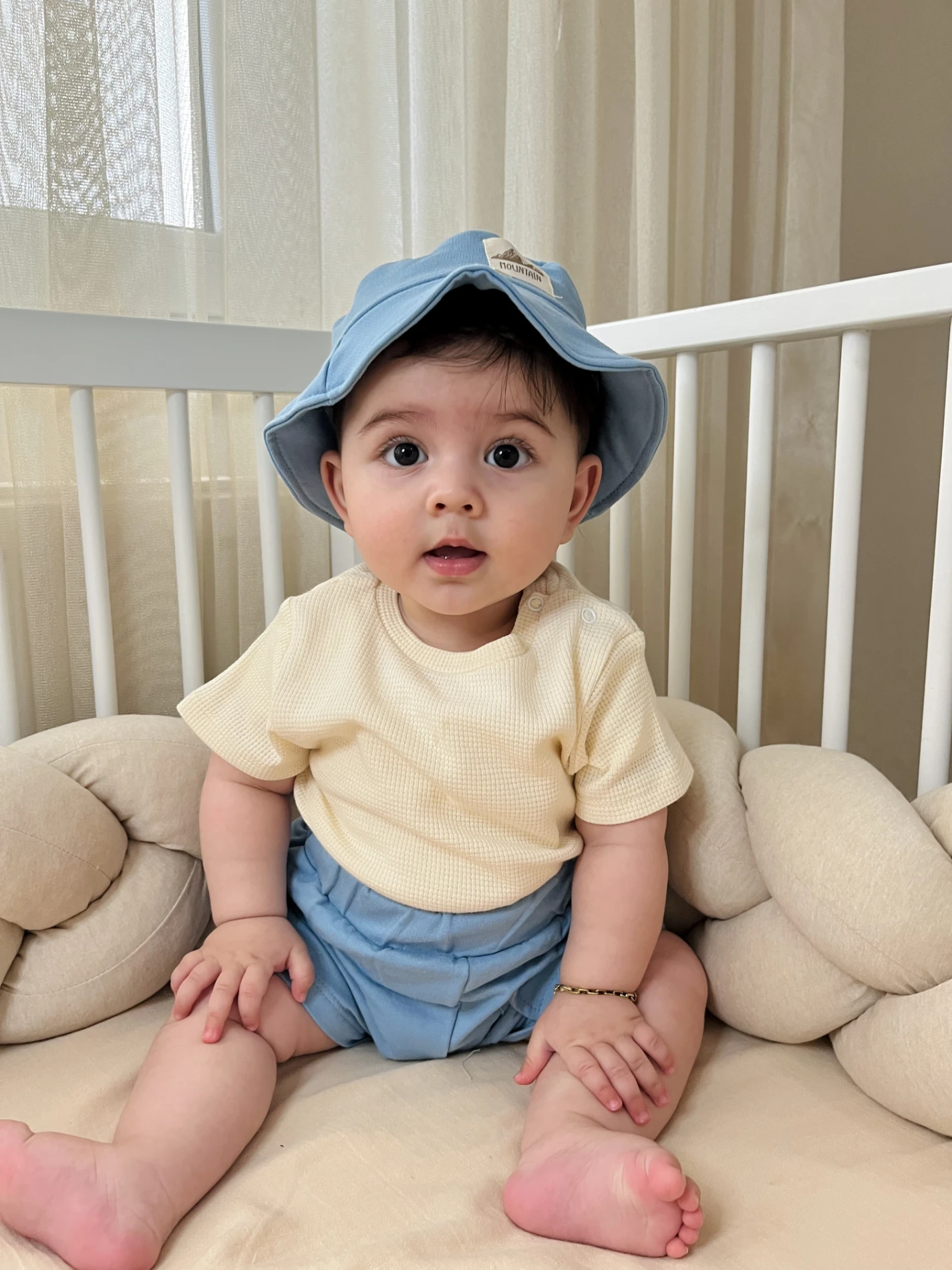 Safari Bucket Şapkalı Cep Detaylı Şortlu Waffle Kumaş Tişörtlü 3’lü Set