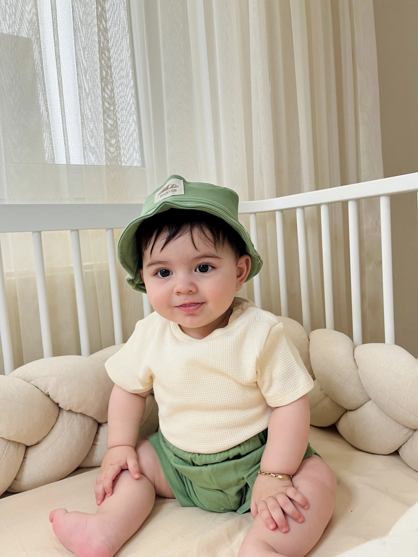 Safari Bucket Şapkalı Cep Detaylı Şortlu Waffle Kumaş Tişörtlü 3’lü Set