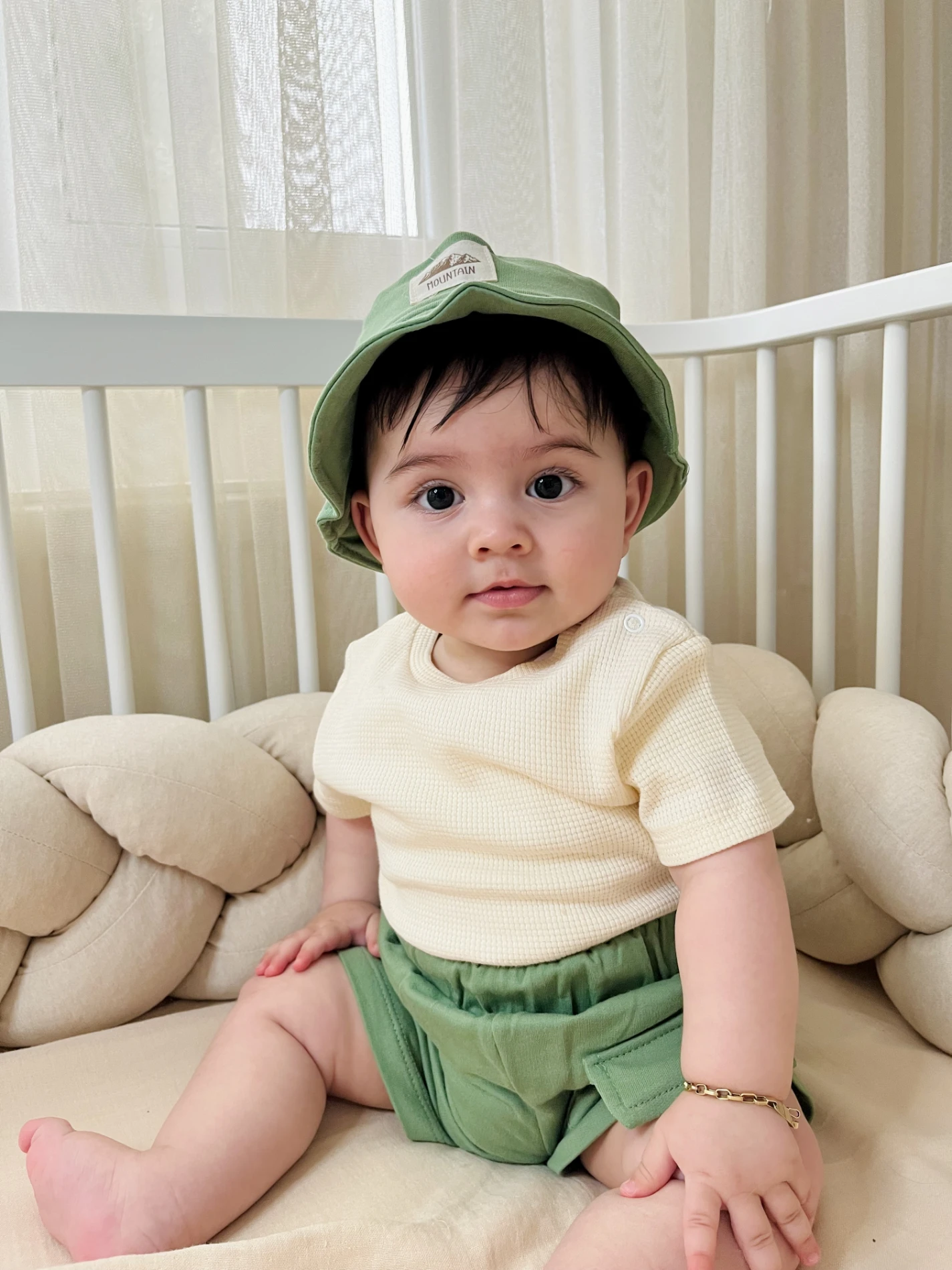 Safari Bucket Şapkalı Cep Detaylı Şortlu Waffle Kumaş Tişörtlü 3’lü Set