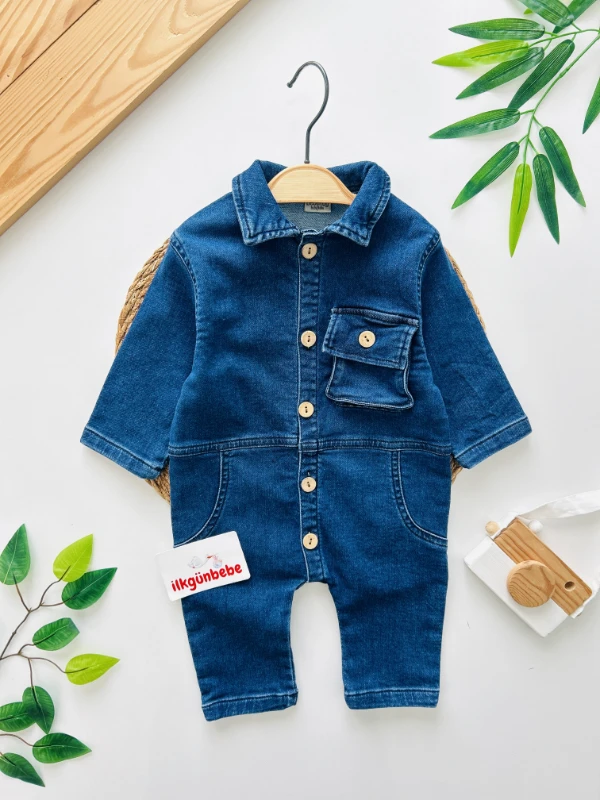 Likralı Yumuşacık Lacos Yaka %100 Pamuk Premium Kalite Likralı Esnek Unisex Kot Tulum