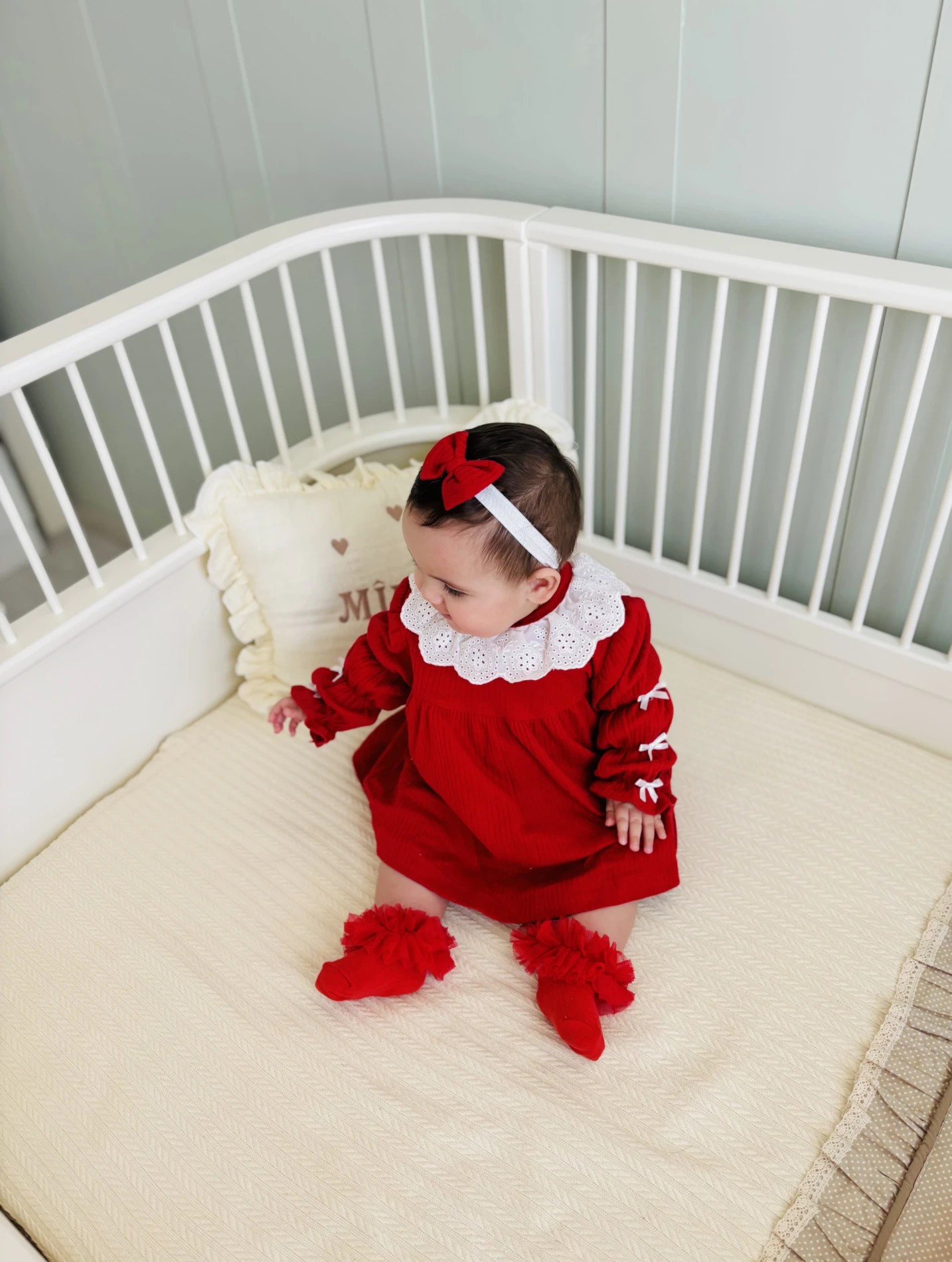 Flora  Fisto Yaka Detaylı Fiyonk Kollu %100 Pamuk Premium Kalite Bandanalı 2’li Elbise Set