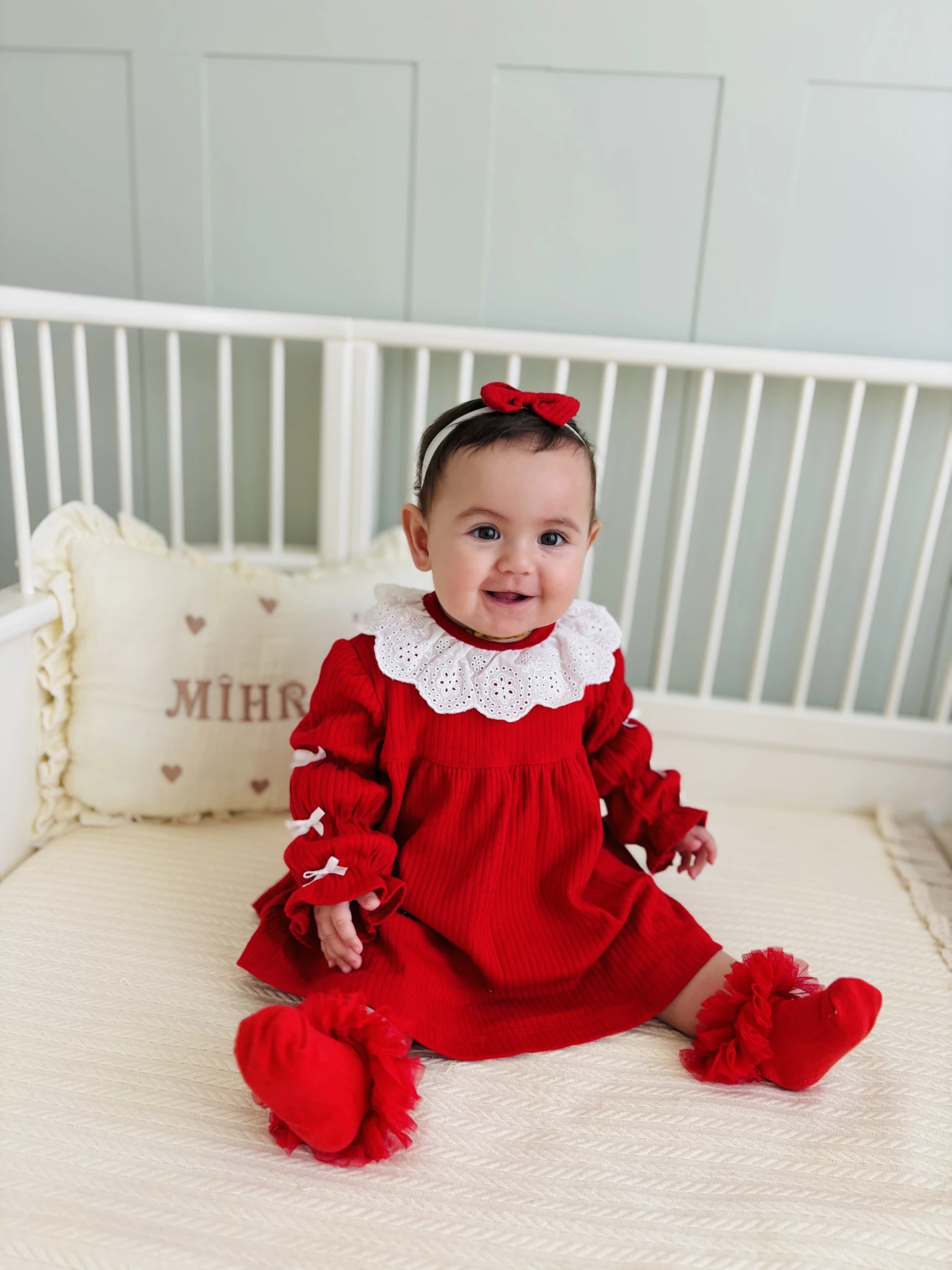 Flora  Fisto Yaka Detaylı Fiyonk Kollu %100 Pamuk Premium Kalite Bandanalı 2’li Elbise Set