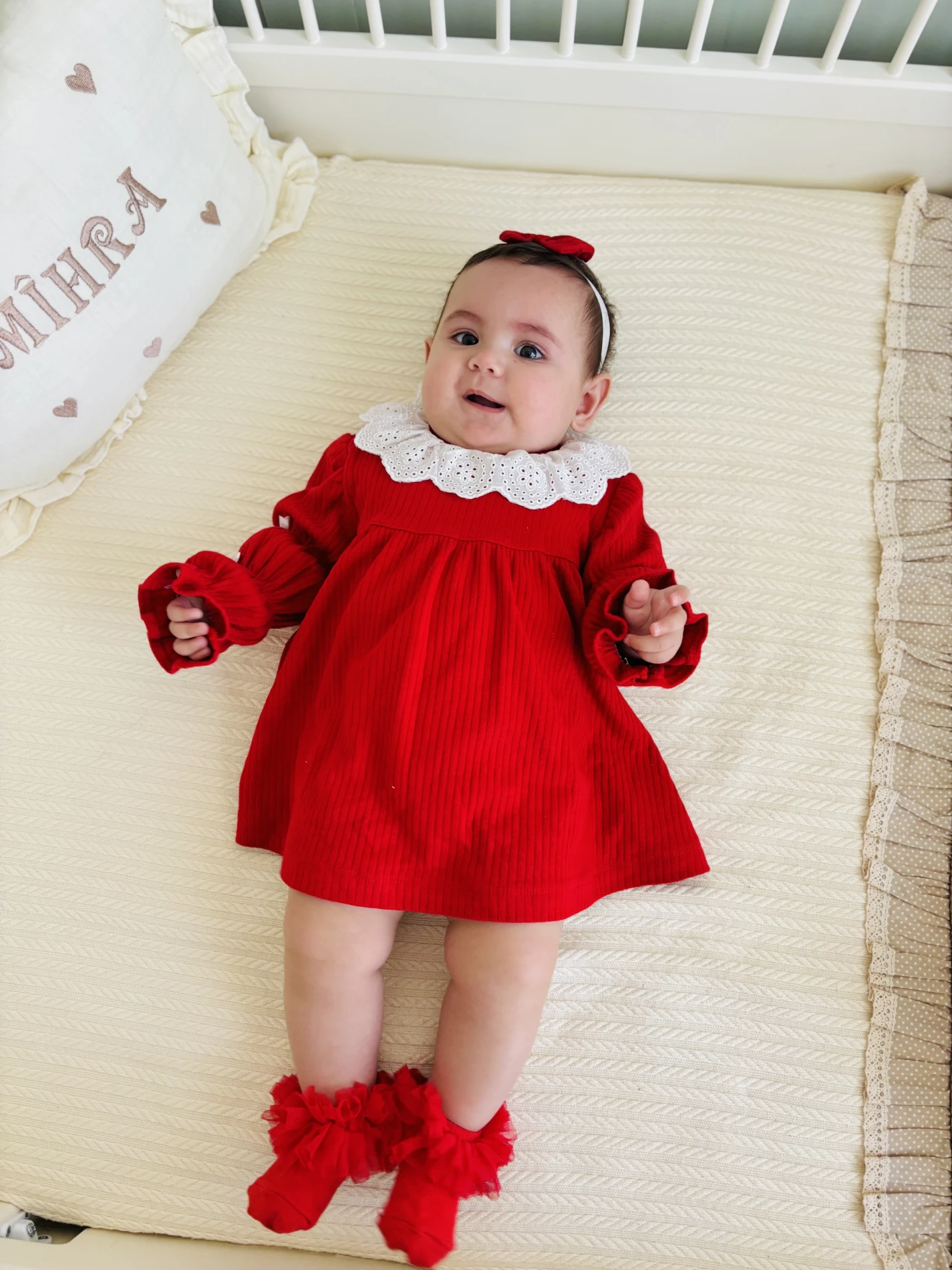 Flora  Fisto Yaka Detaylı Fiyonk Kollu %100 Pamuk Premium Kalite Bandanalı 2’li Elbise Set
