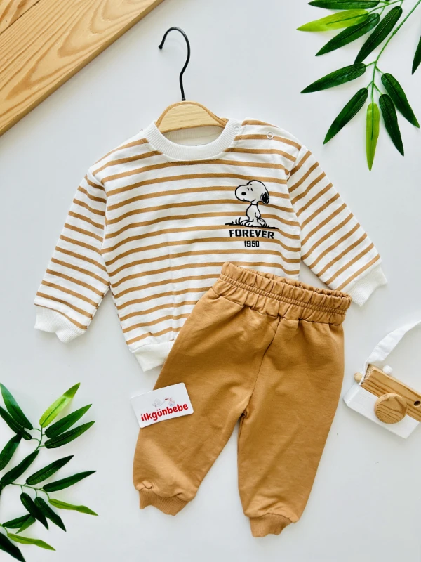 Snoopy Çizgi Film Karakterli Çizgili 2’li Takım