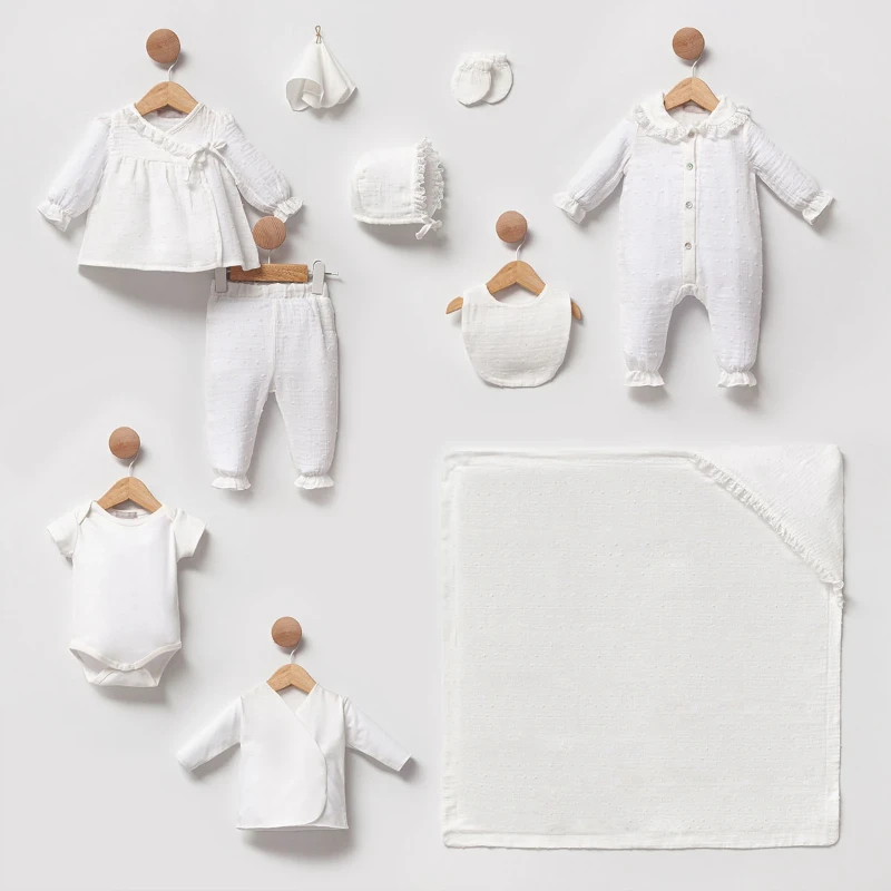 Venessa Pamuklu Müslin Puan Detay 10'lu Hastane Çıkış Seti