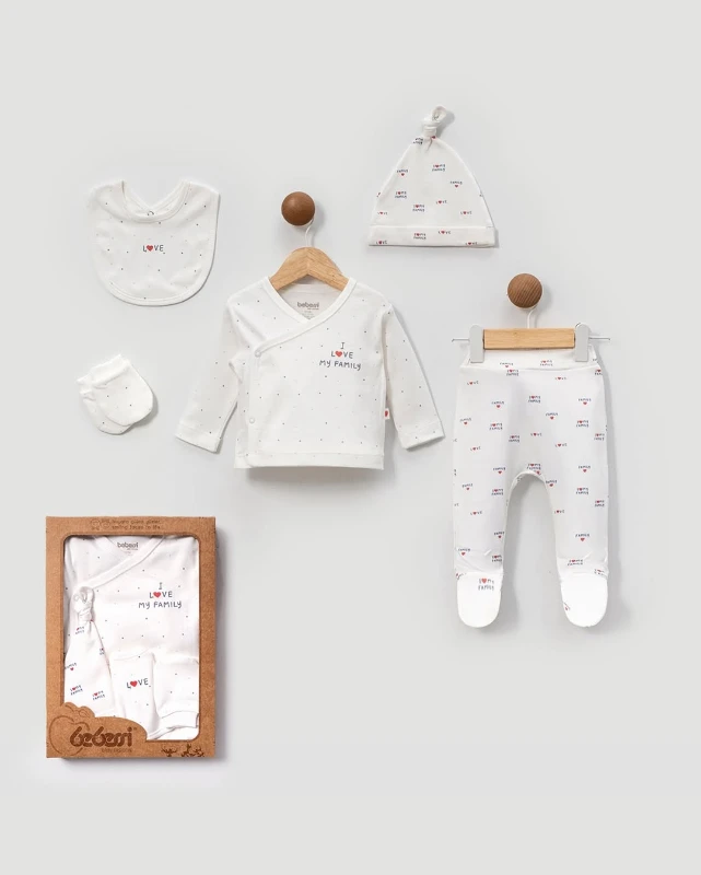 I Love My Family %100 Pamuk 5 Parça Unisex Yenidoğan Set