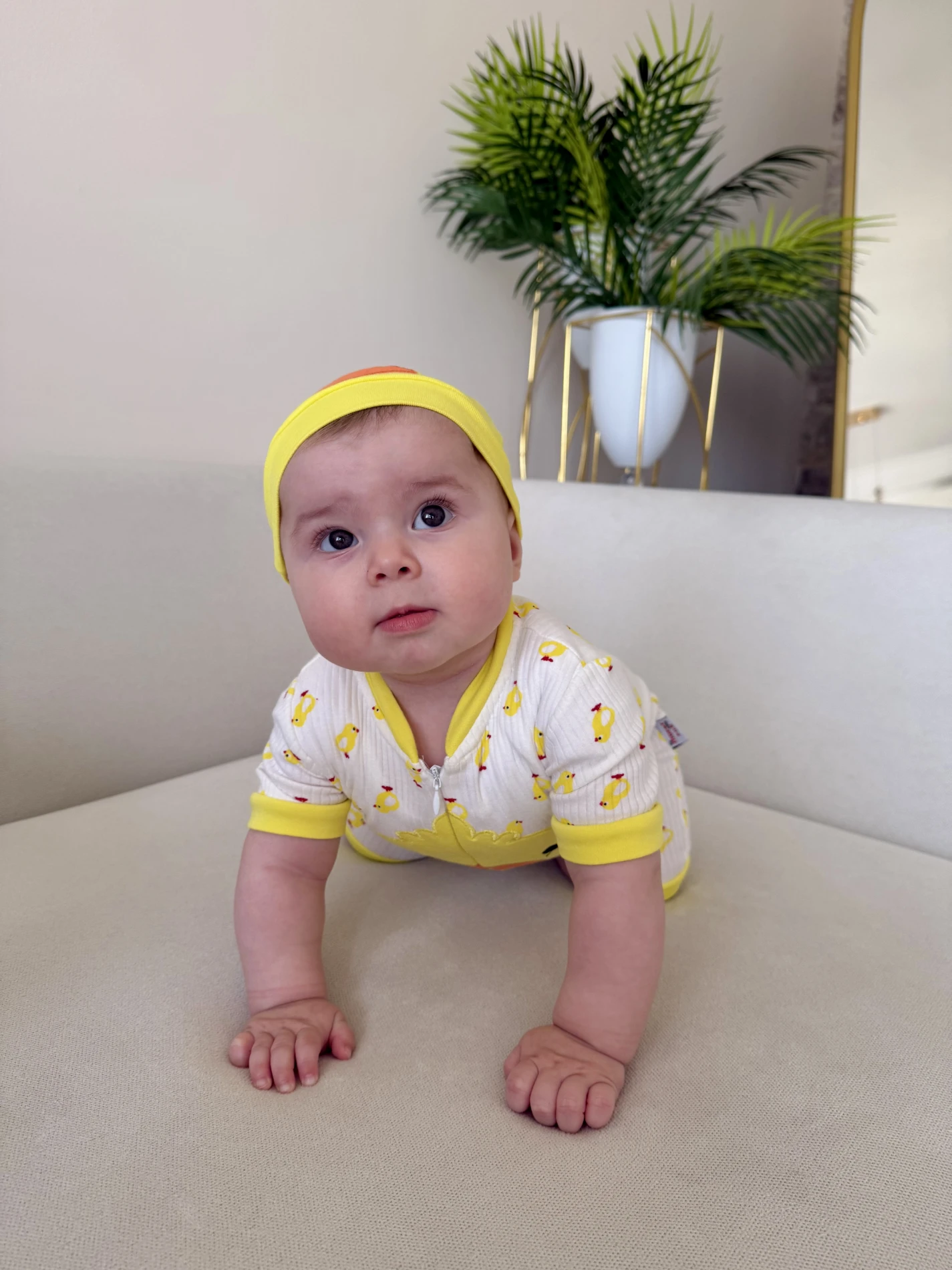 Minik Civciv Desenli %100 Pamuk Yumuşacık Unisex Tulum Set