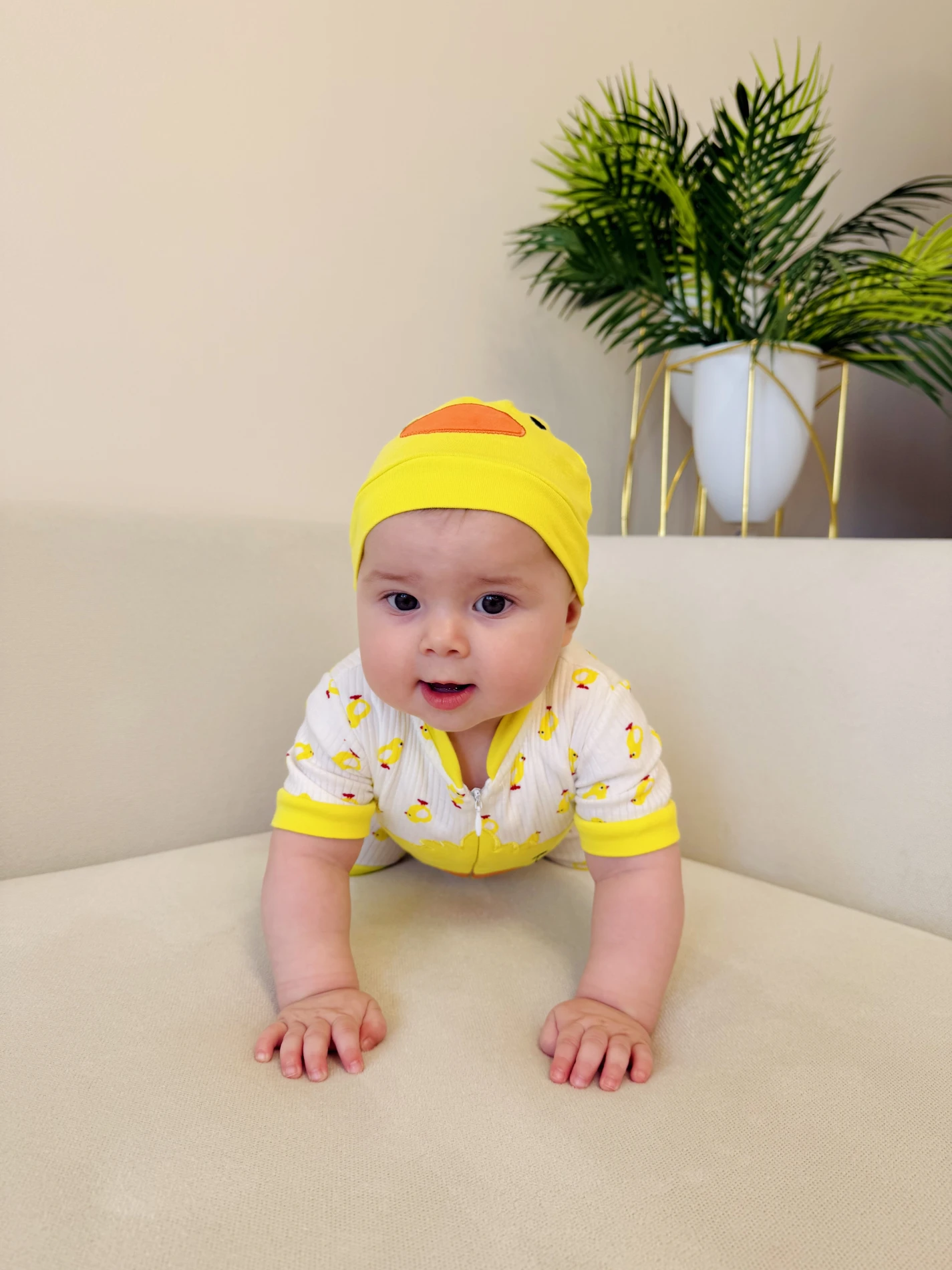 Minik Civciv Desenli %100 Pamuk Yumuşacık Unisex Tulum Set